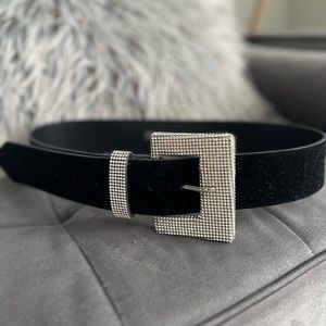 Zara sparkly buckle velvet belt in black